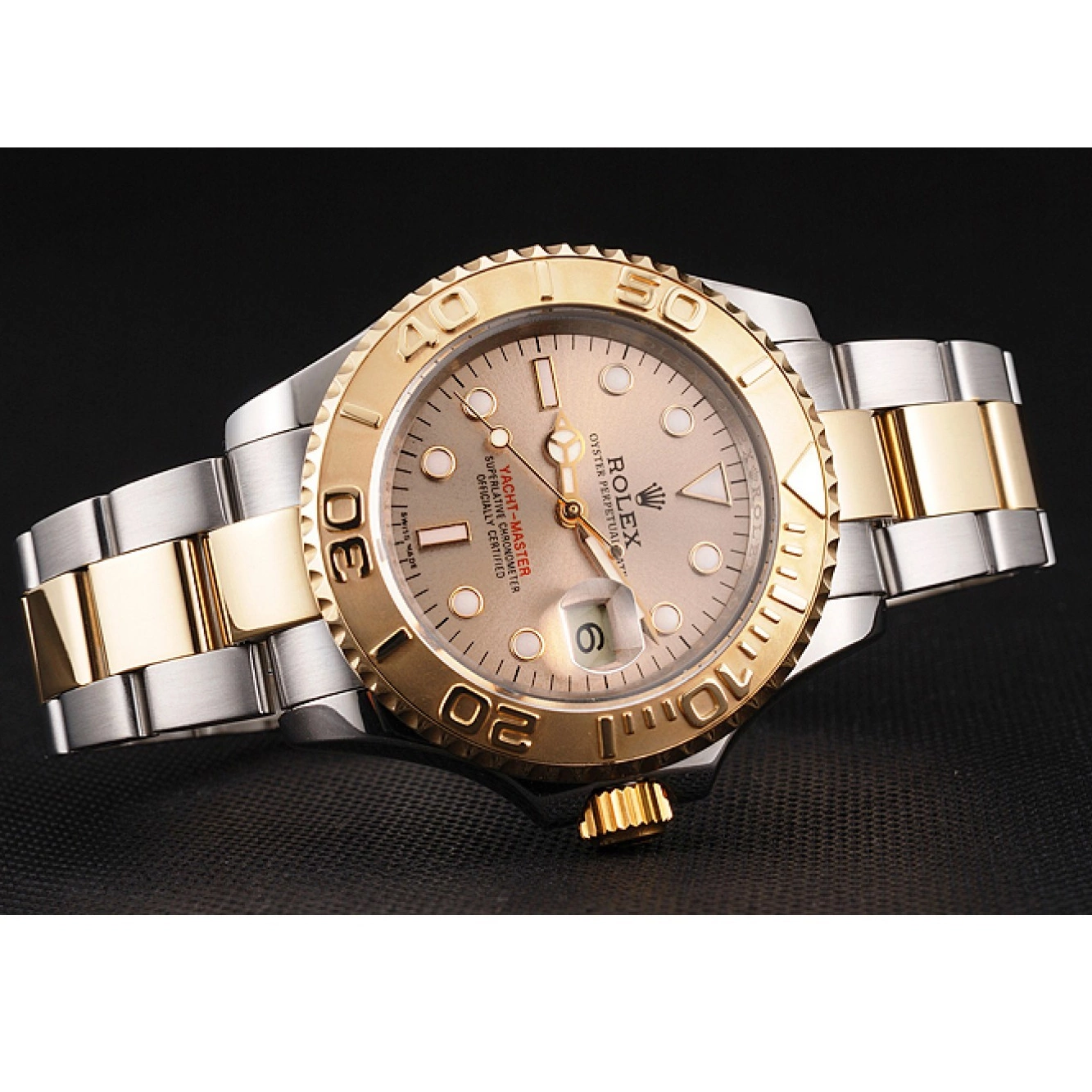Rolex copies cheap Dial Case Rolex Bracelet Stainless Two Yacht-Master Gold Tone Steel Champagne Bezel Swiss 0715